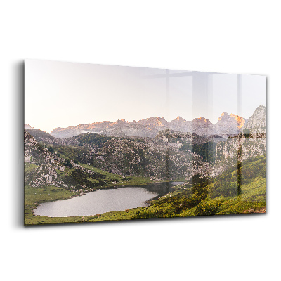 Egyedi üvegkép Tó hegyekkel Pireneusok