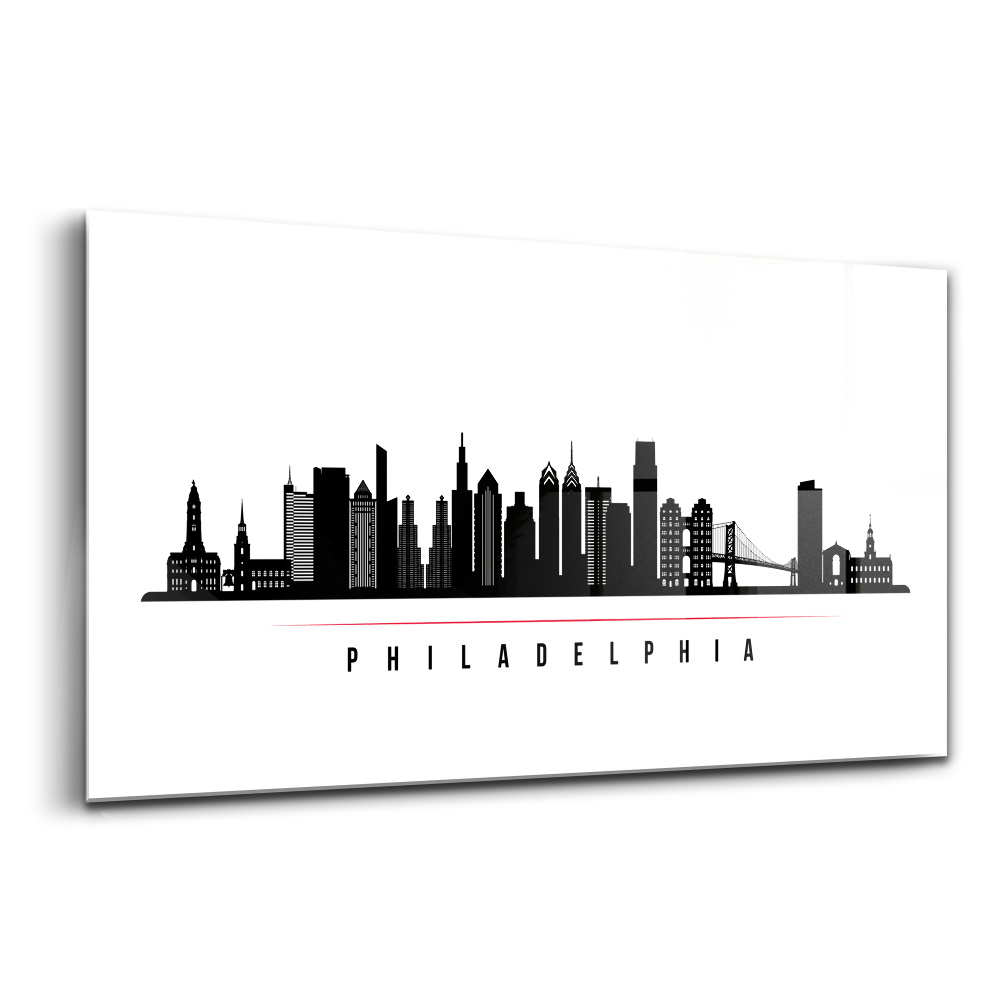 Üvegkép Philadelphia városának illusztrációja
