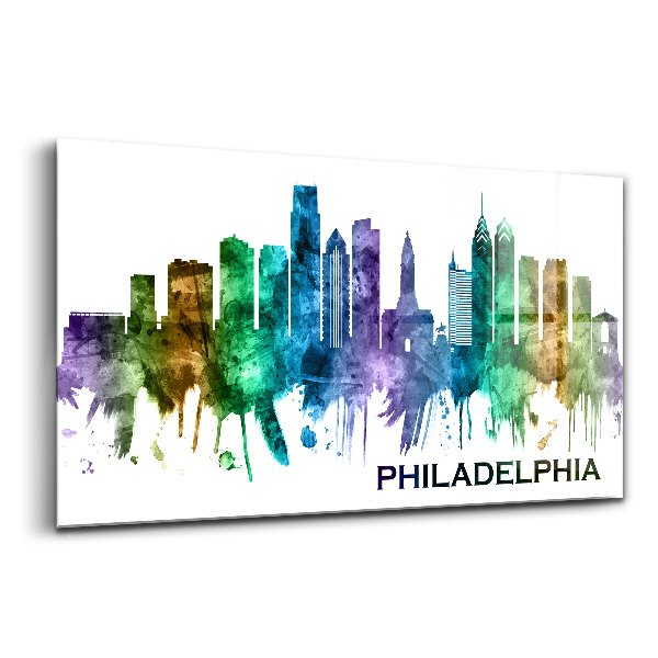Egyedi üvegkép Philadelphia színes illusztrációja