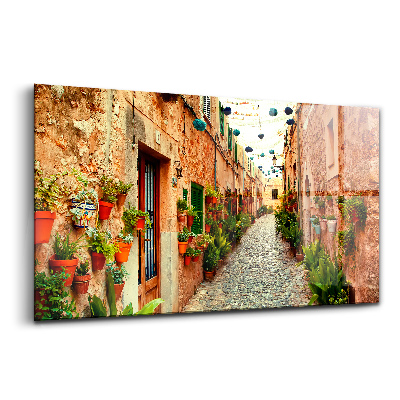 Egyedi üvegkép Utca Valldemossa faluban