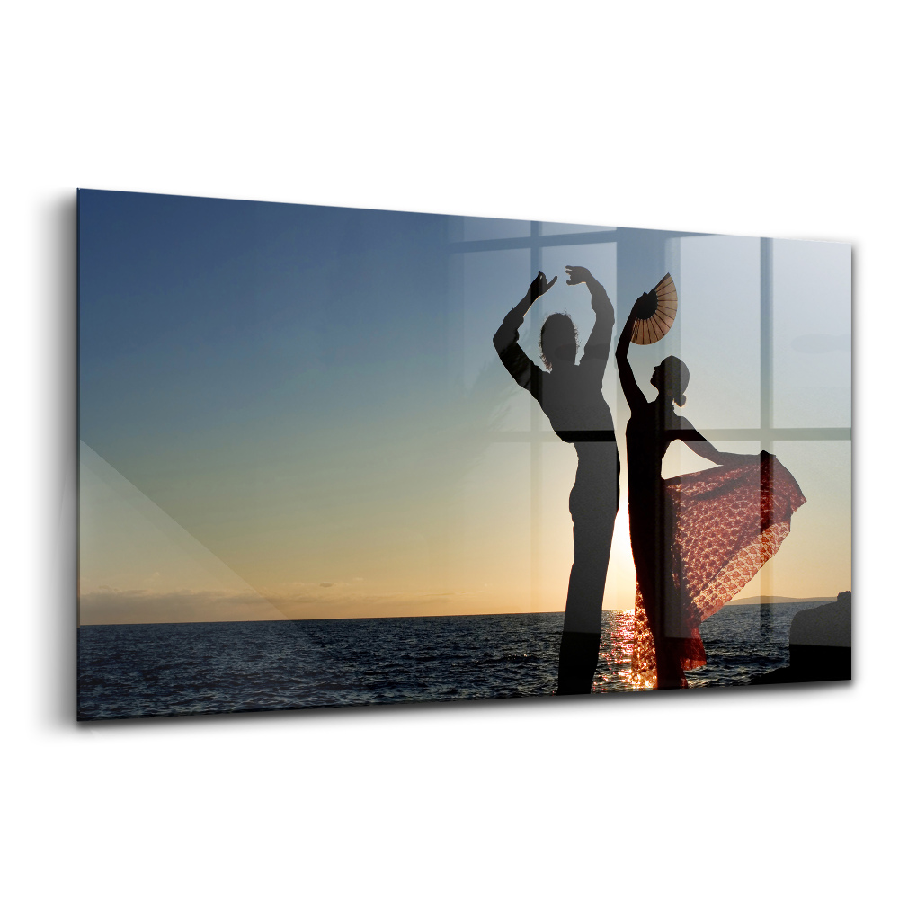 Egyedi üvegkép Spanyol tánc a tengerparton