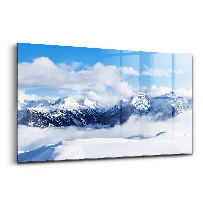Egyedi üvegkép Hegyi panoráma téli Alpok Franciaország