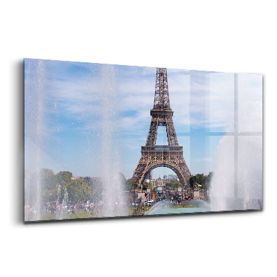 Üvegkép falra Eiffel-torony szökőkút Párizs