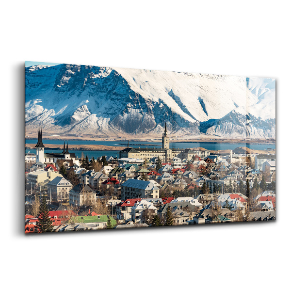 Üvegkép Reykjavik kilátása Izlandon