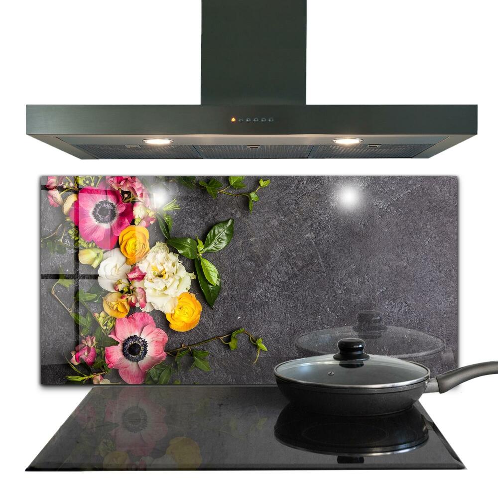 Konyhai hátfal panel Virágmintás konyhai panel