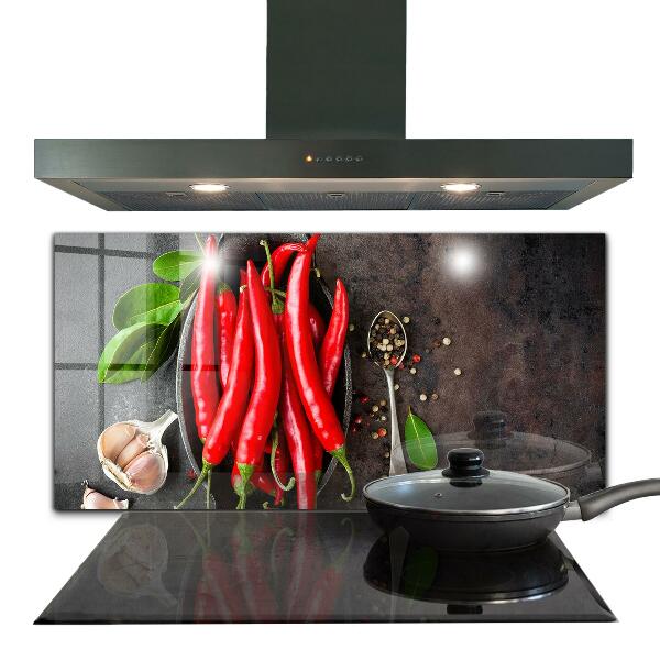 Konyhai fali panel Fűszeres paprika és fokhagyma