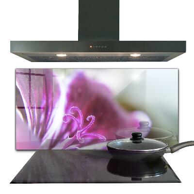 Konyhai hátfal panel Lila virág közelképe