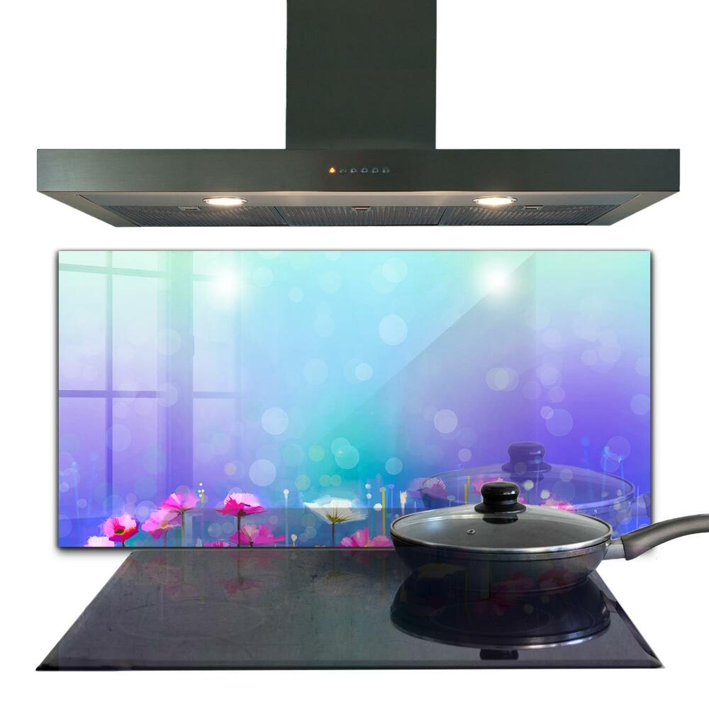 Konyhai hátfal panel Virágos színes háttér