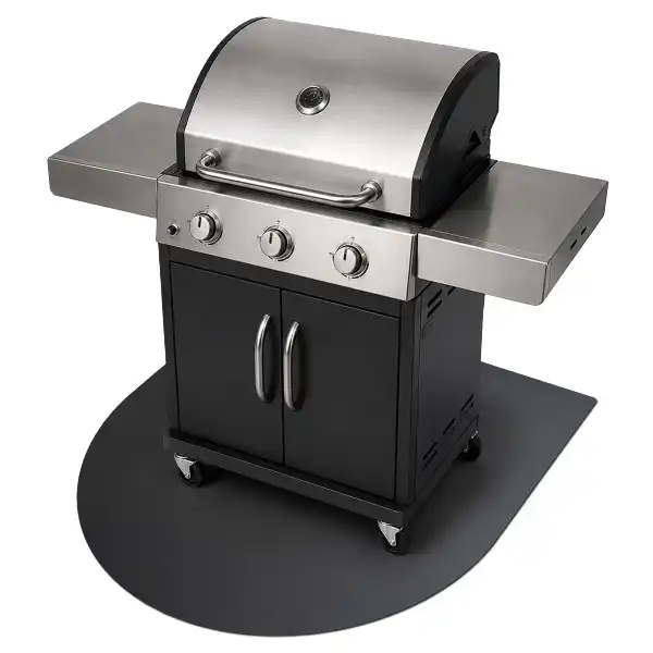 Fekete fém grillszőnyeg félhold alakú 80x70 cm