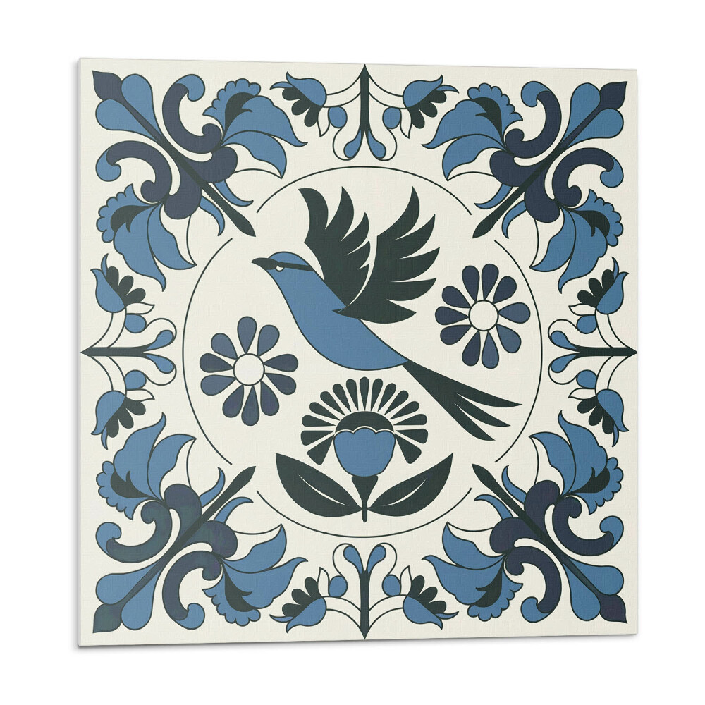 Falpanel Madármotívum színes virágok között