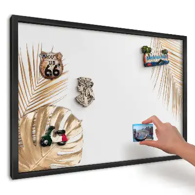 Minimalista, elegáns leveles mintájú keretes fém mágnestábla