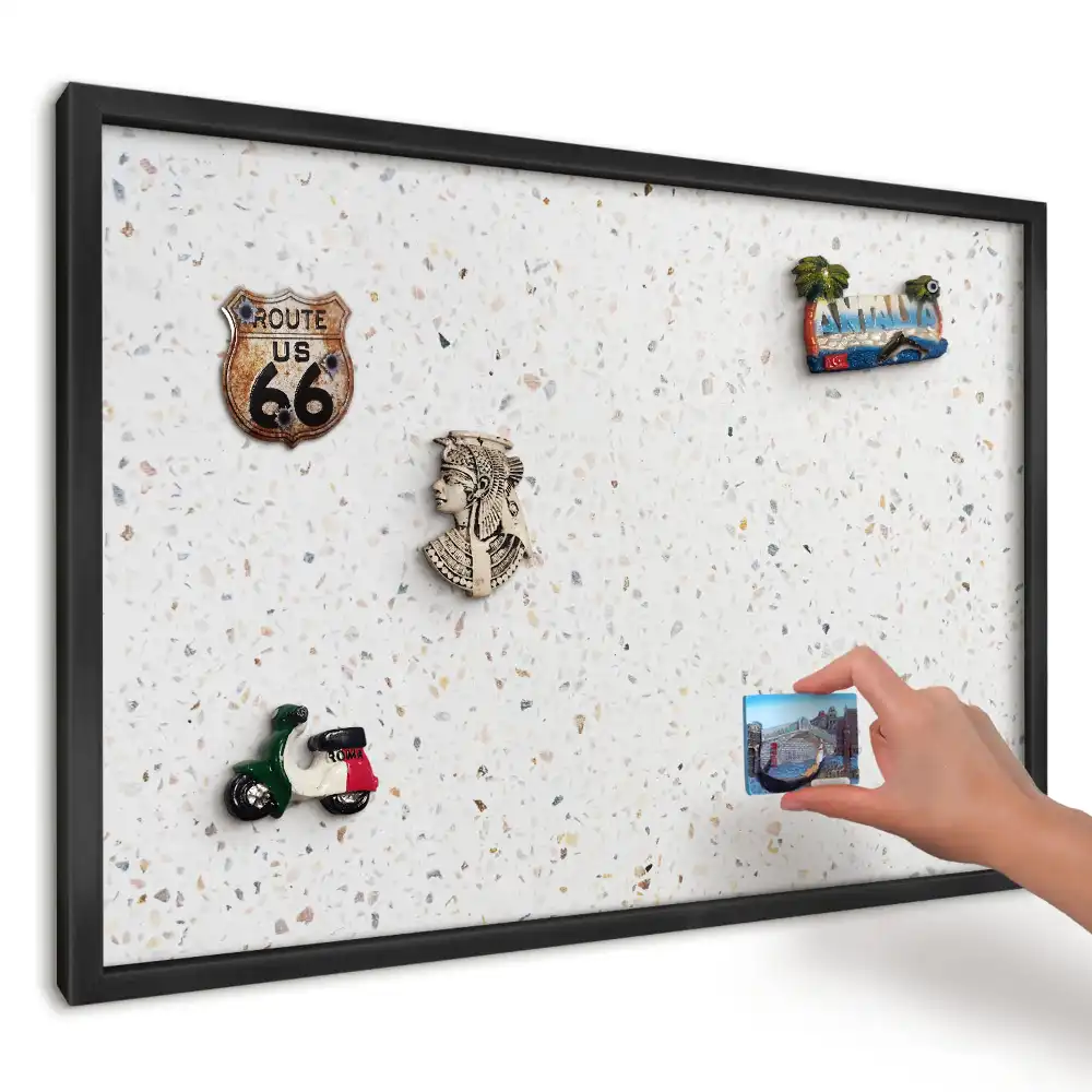 Modern világos terrazzo mintás keretes fém mágnestábla