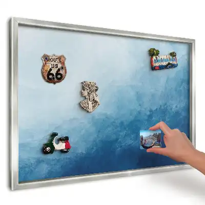 Dekoratív fali mágnestábla kék hullámok absztrakt mintával