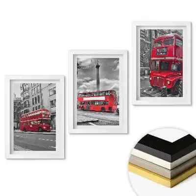 Keretezett kép szett Piros buszok Londonban
