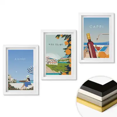 Keretezett kép szett Olasz nyaralások: Amalfi, Positano, Capri