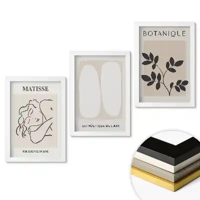 Modern grafikus stílusú minimalista keretezett képszett