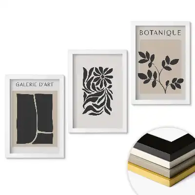 Keretezett kép szett Modern grafika növényi motívumokkal