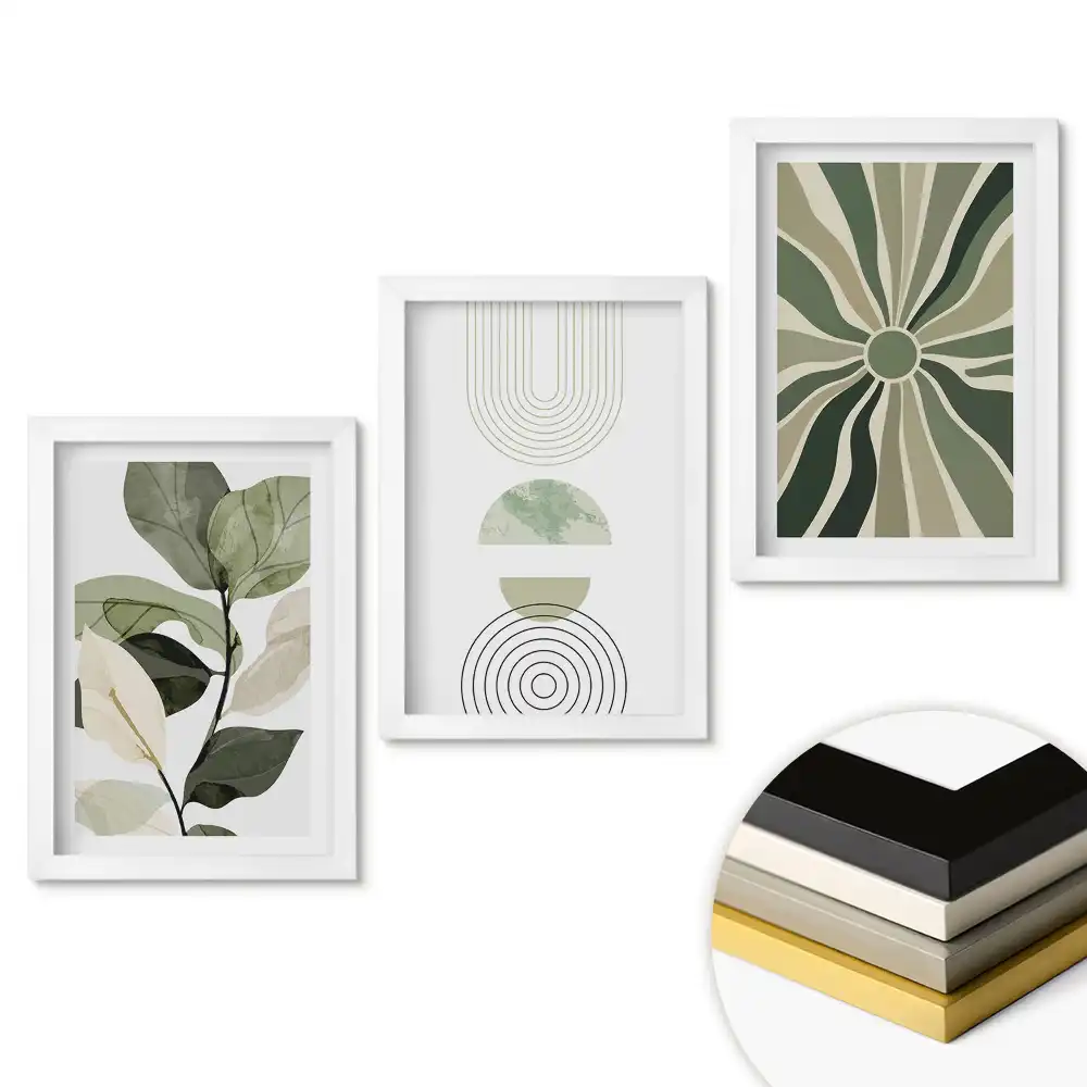 Fali kép összeállítás Zöld inspirációk minimalista stílusban