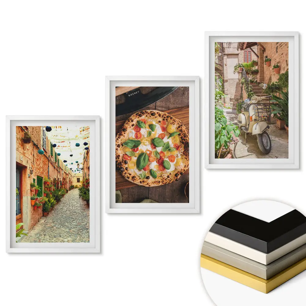 Keretezett kép szett Hangulatos utcák, finom pizza, olasz hangulat