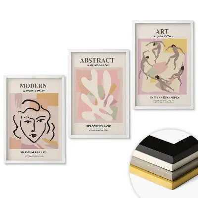 Keretezett triptichon Stílusos grafika modern belső terekbe