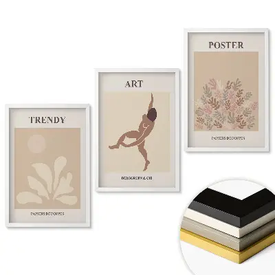 Keretezett triptichon Stílusos grafika modern belső terekbe