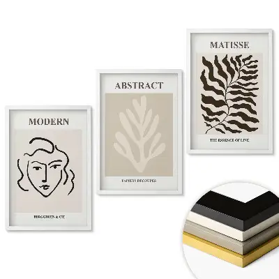 Keretezett triptichon Modern művészet minimalista stílusban