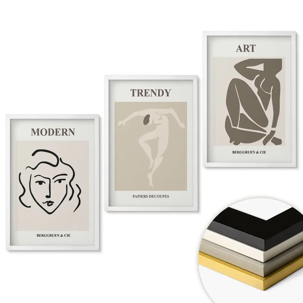 Keretezett triptichon Modern művészet minimalista stílusban