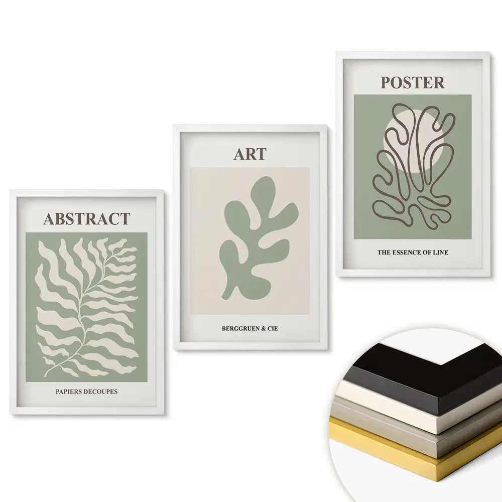 Keretezett triptichon Modern grafika absztrakt formákkal