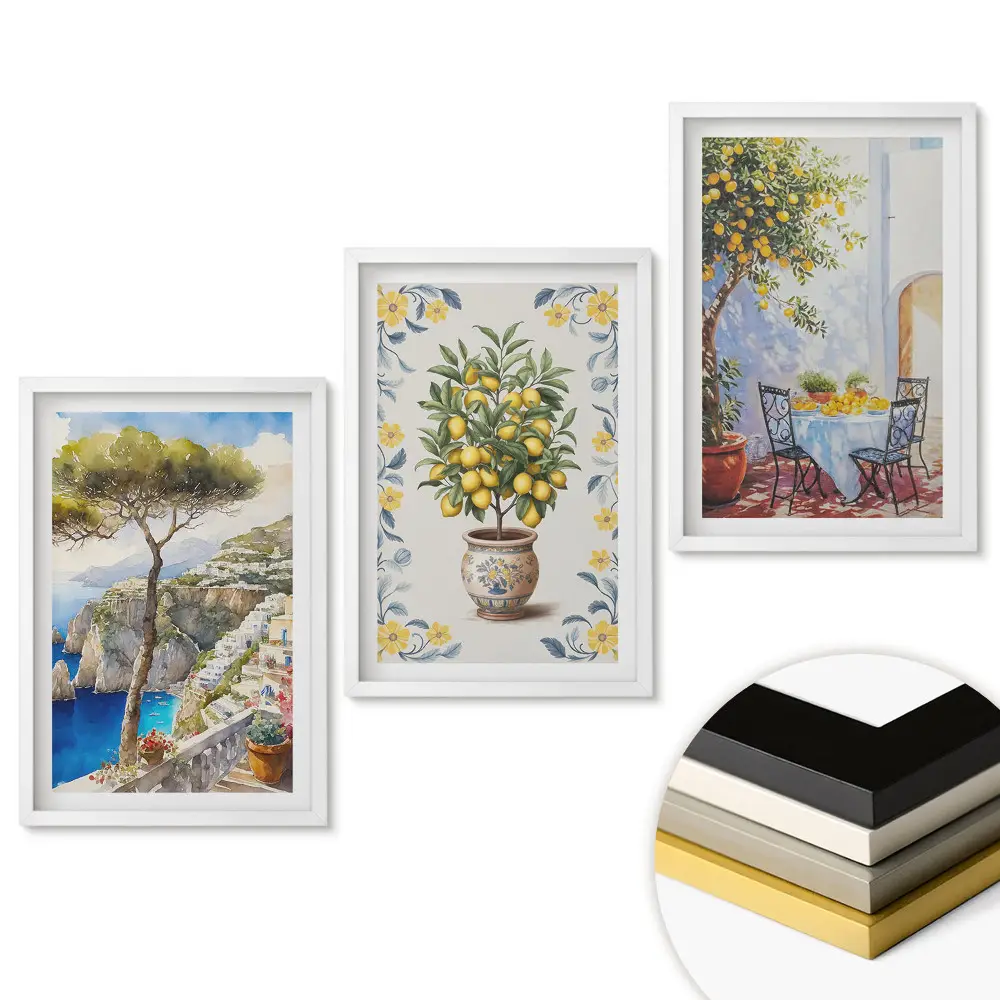 Keretezett triptichon Festői kilátás és citrusos inspirációk