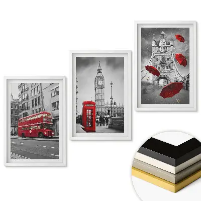 Keretezett kép szett Londoni szimbólumok monokróm környezetben