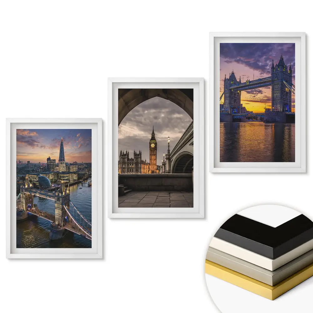 Keretes triptichon London látképe naplementekor
