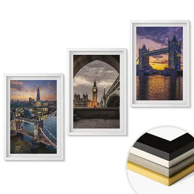 Keretezett triptichon London látképe naplementekor