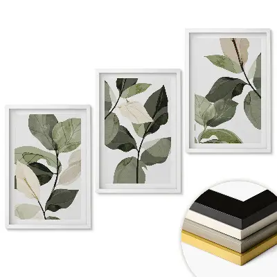 Keretezett kép szett A levelek eleganciája minimalista stílusban