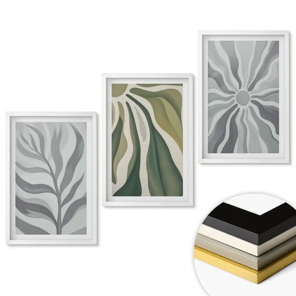 Minimalista stílusú növényi inspirációk triptichon keretezett kép