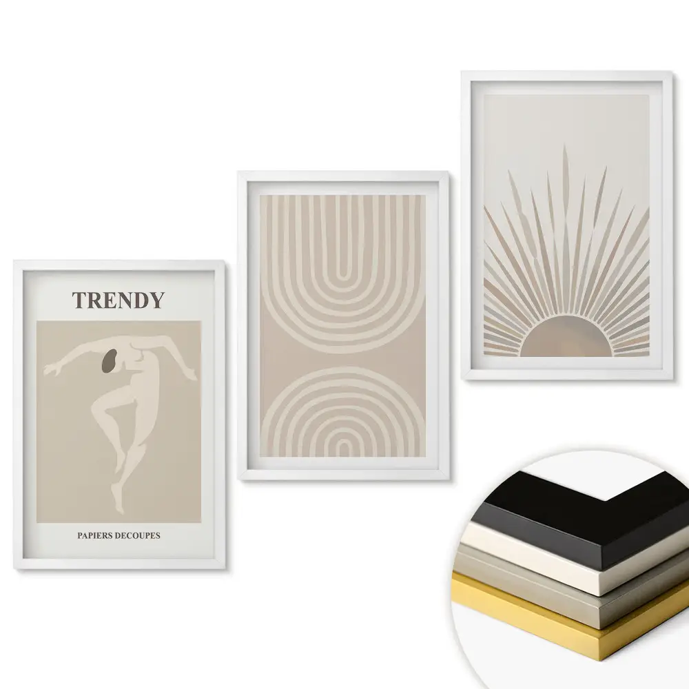 Modern minimalista stílusú keretezett triptichon