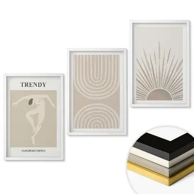 Modern minimalista stílusú keretezett triptichon