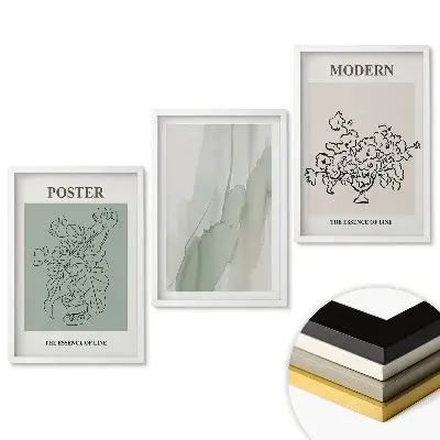 Keretezett triptichon Minimalista grafika modern belső terekbe