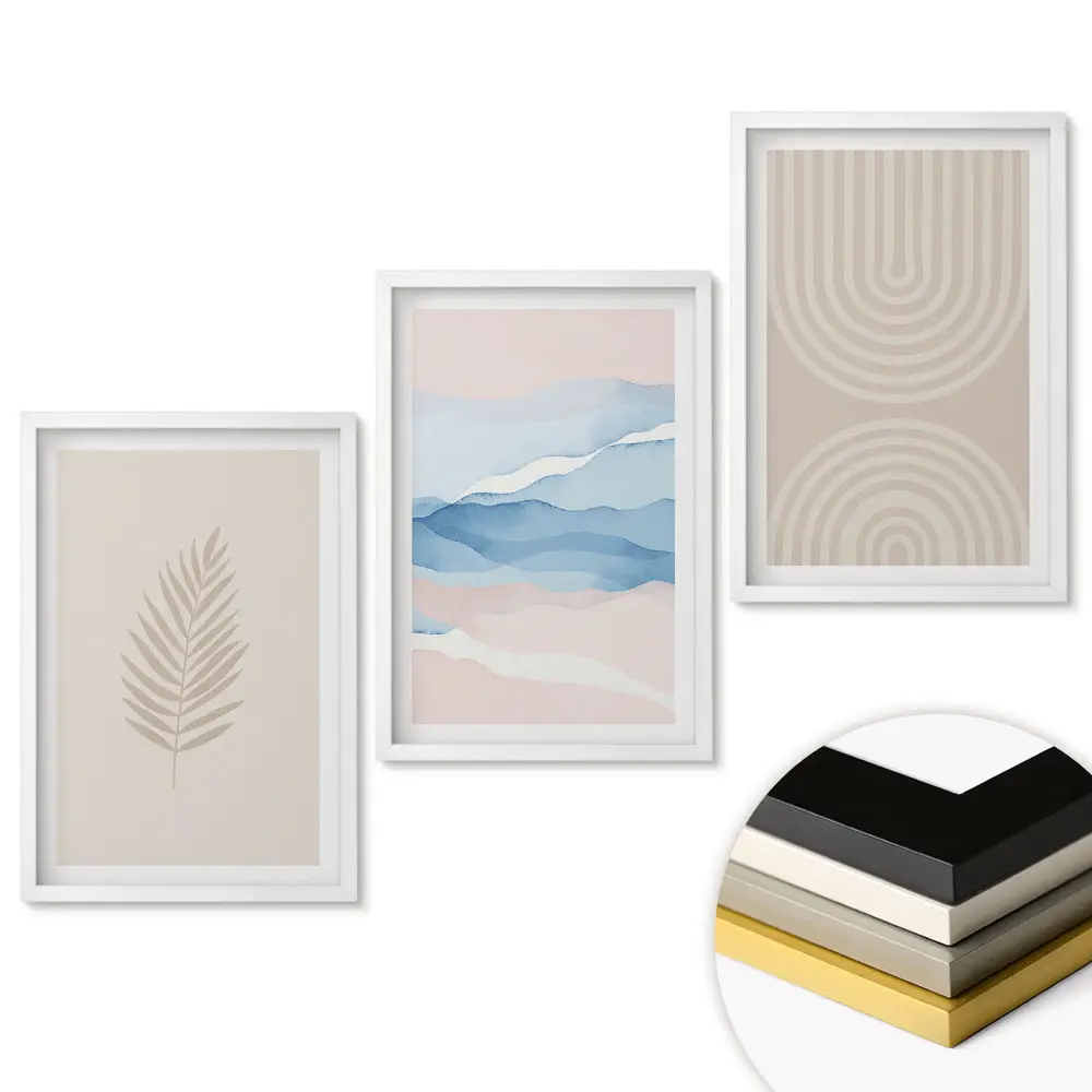 Keretezett triptichon Minimalista grafika pasztell színekben