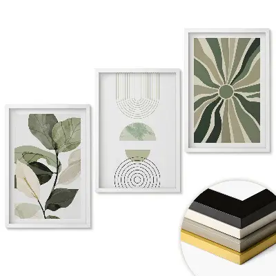 Zöld inspirációk minimalista stílusú keretezett triptichon