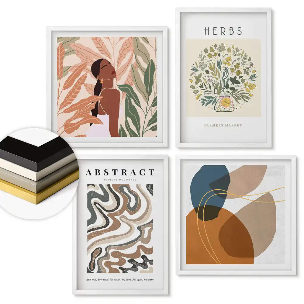 Többrészes keretezett modern grafikai falikép