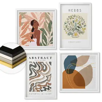 Többrészes keretezett modern grafikai falikép