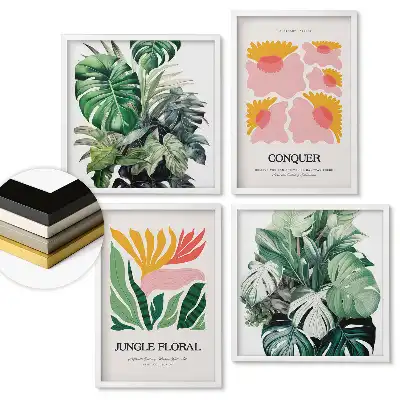 Többrészes keretezett kép Trópusi inspirációk modern stílusban