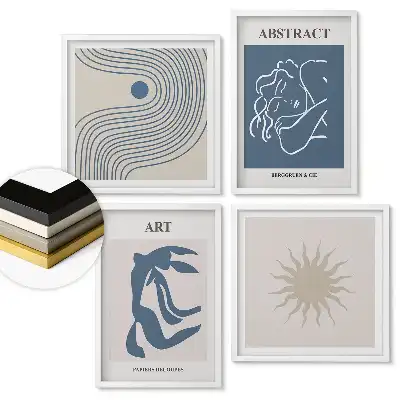 Többrészes keretezett kép modern minimalista grafikával