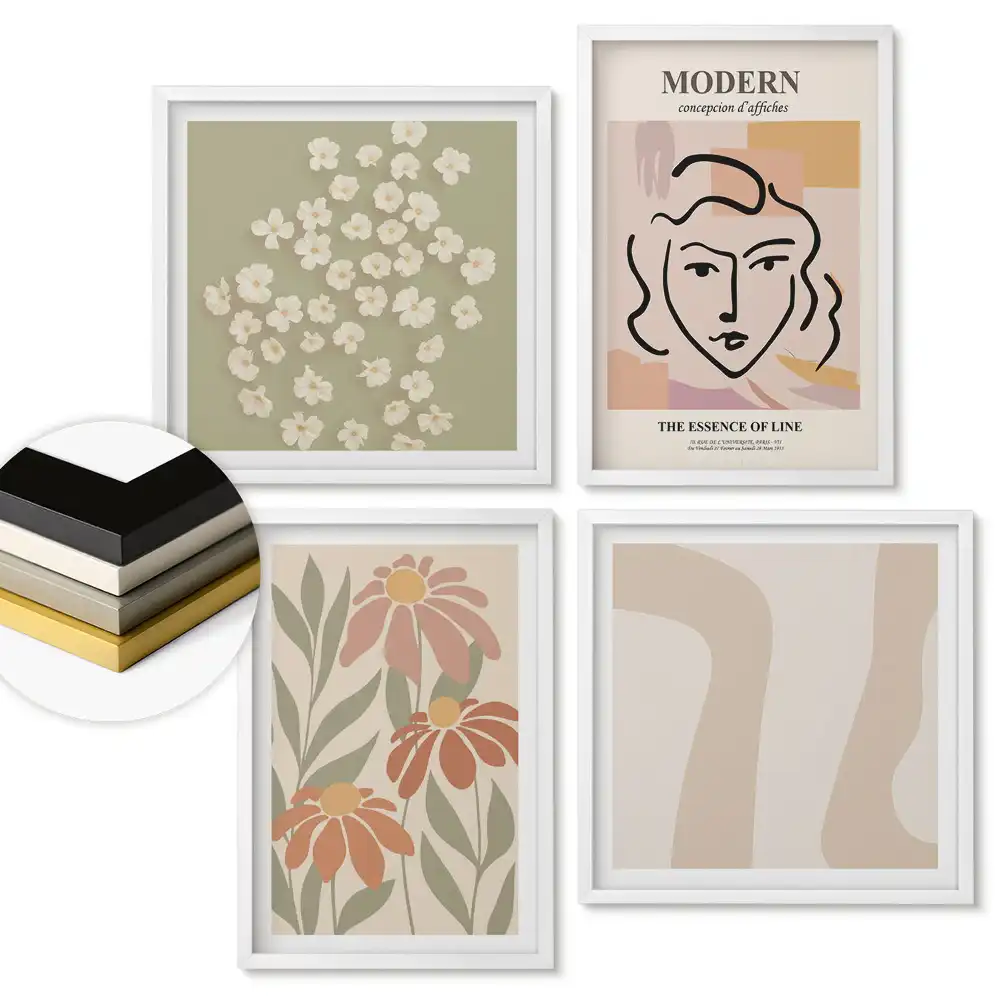 Többrészes keretezett kép Modern grafika finom színekben