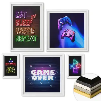 Neon stílusú játékos fali galéria képkeret készlet
