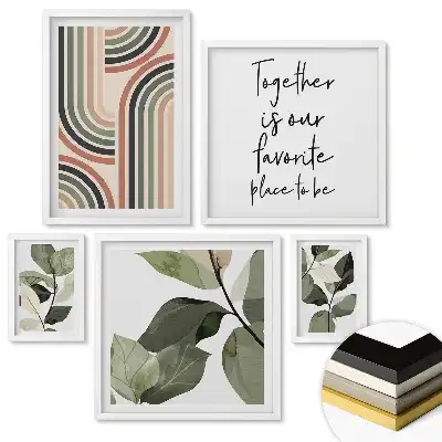 Többrészes keretezett kép Növényi inspirációk modern stílusban