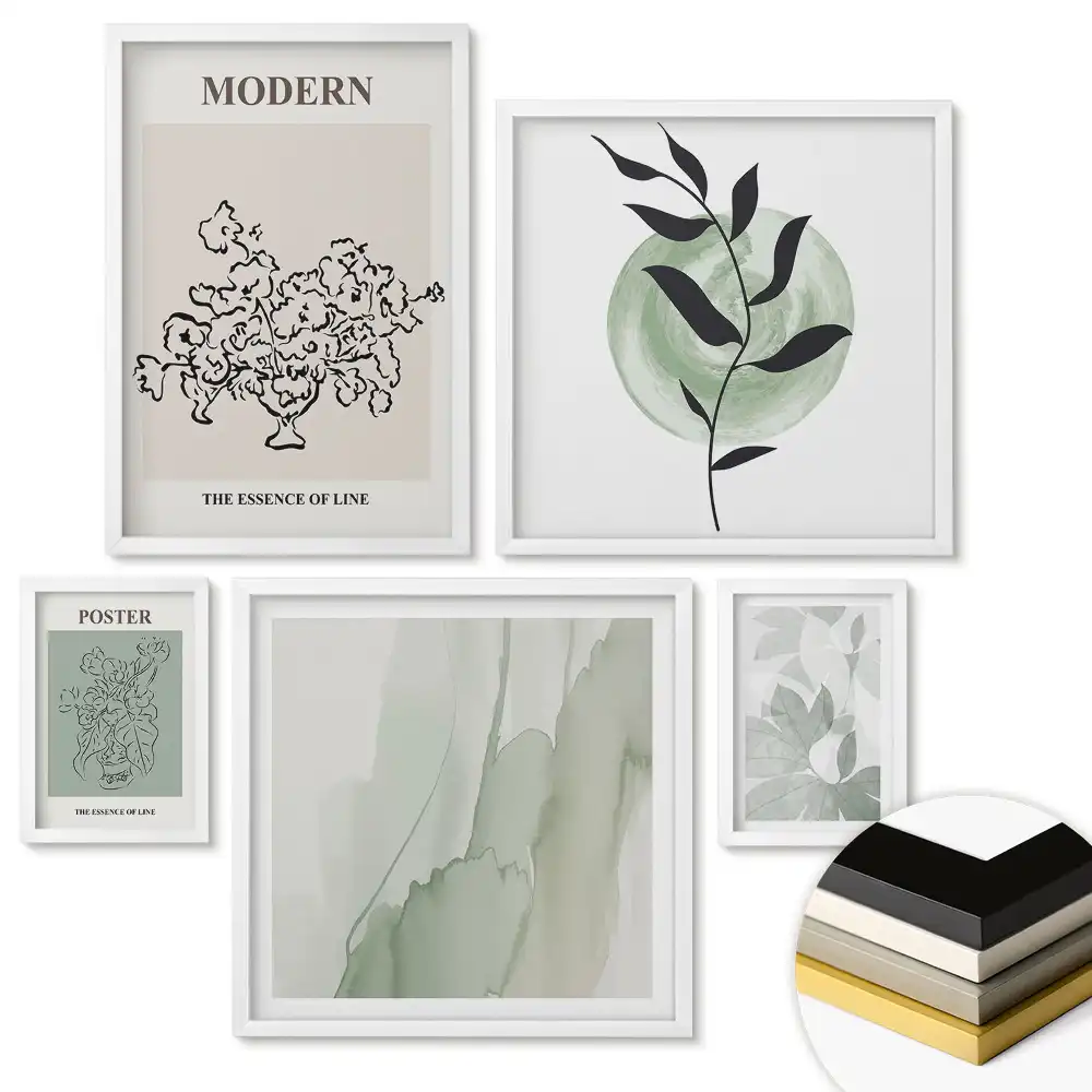 Fali galéria készlet Modern grafika növényi motívumokkal