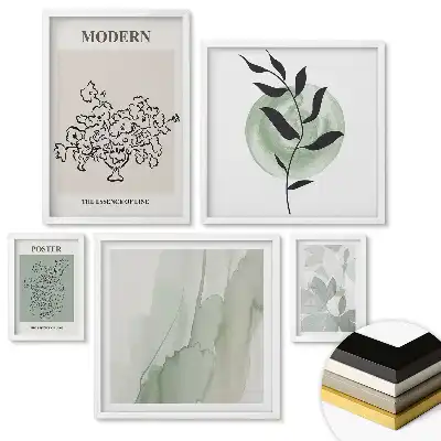 Fali galéria készlet Modern grafika növényi motívumokkal