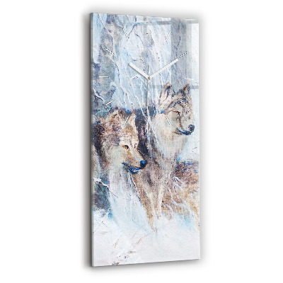 Négyszögletes üvegóra Farkasok az erdőben