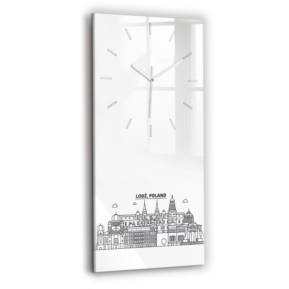 Négyszögletes üvegóra Łódźi építészeti panoráma